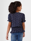 Kids - Girls Printed Top Dark Blue