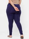 De Moza Ladies Plus Ankle Length Leggings Solid Cotton Navy Blue - De Moza