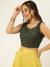 De Moza Ladies Printed Blouse Bottle Green