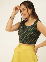 De Moza Ladies Printed Blouse Bottle Green
