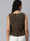 De Moza Women's Printed Crop Top Dark Grey