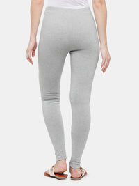 De Moza Ladies Leggings Ankle Length Solid Cotton Grey Melange - De Moza