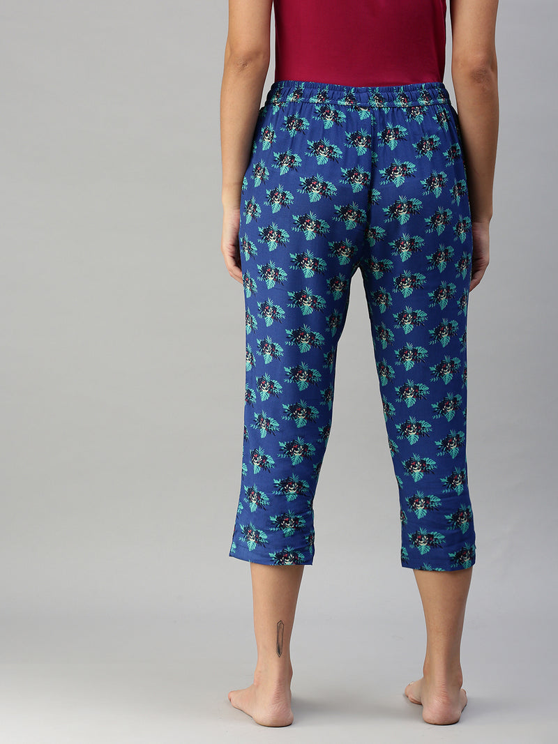 De Moza Ladies Printed Pyjama Pant Bluing