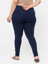De Moza Ladies Plus Ankle Length Leggings Solid Cotton Dark Navy Blue - De Moza