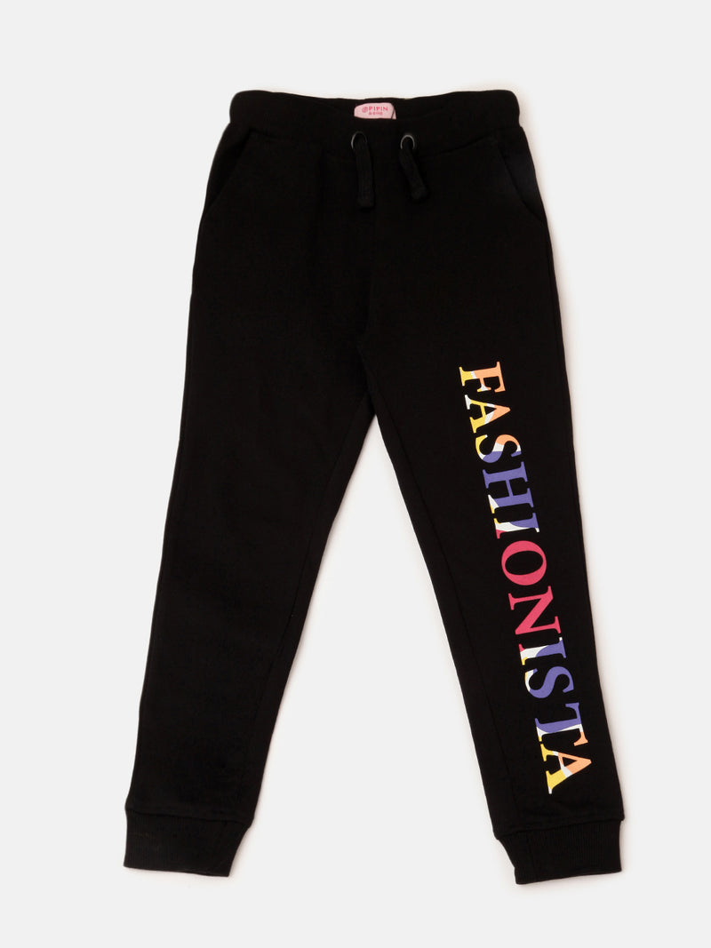PIPIN Girls Printed Jogger Black