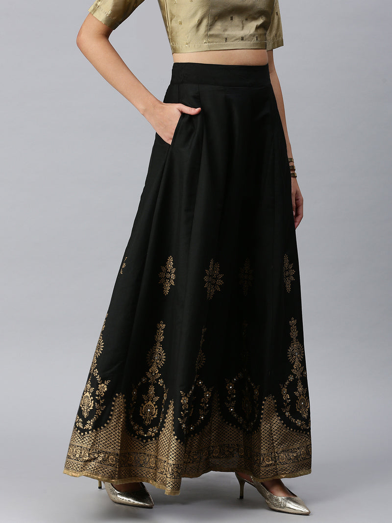 Ladies Printed Skirt Black