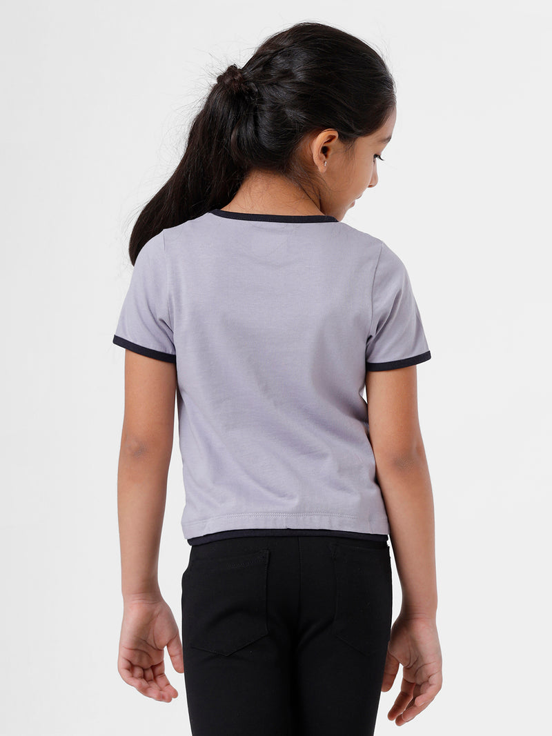 Kids - Girls Printed Top Dapple Grey