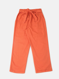 PIPIN Girls Paper Bag Pant Solid Cotton Dusty Rose - De Moza