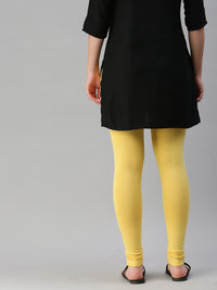De Moza Women's Premium Ankle Length Leggings Solid Cotton Yellow - De Moza (6679540432959)
