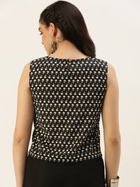 De Moza Women Printed Top Cotton Black - De Moza