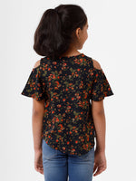 Kids - Girls Printed Top Dark Navy Blue