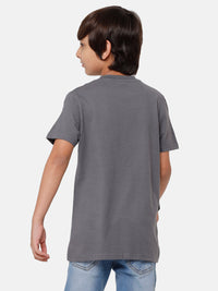 Kids - Boys Printed Half Sleeve T-Shirt Steel Grey
