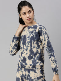 De Moza Ladies Printed Sweatshirt Navy Blue