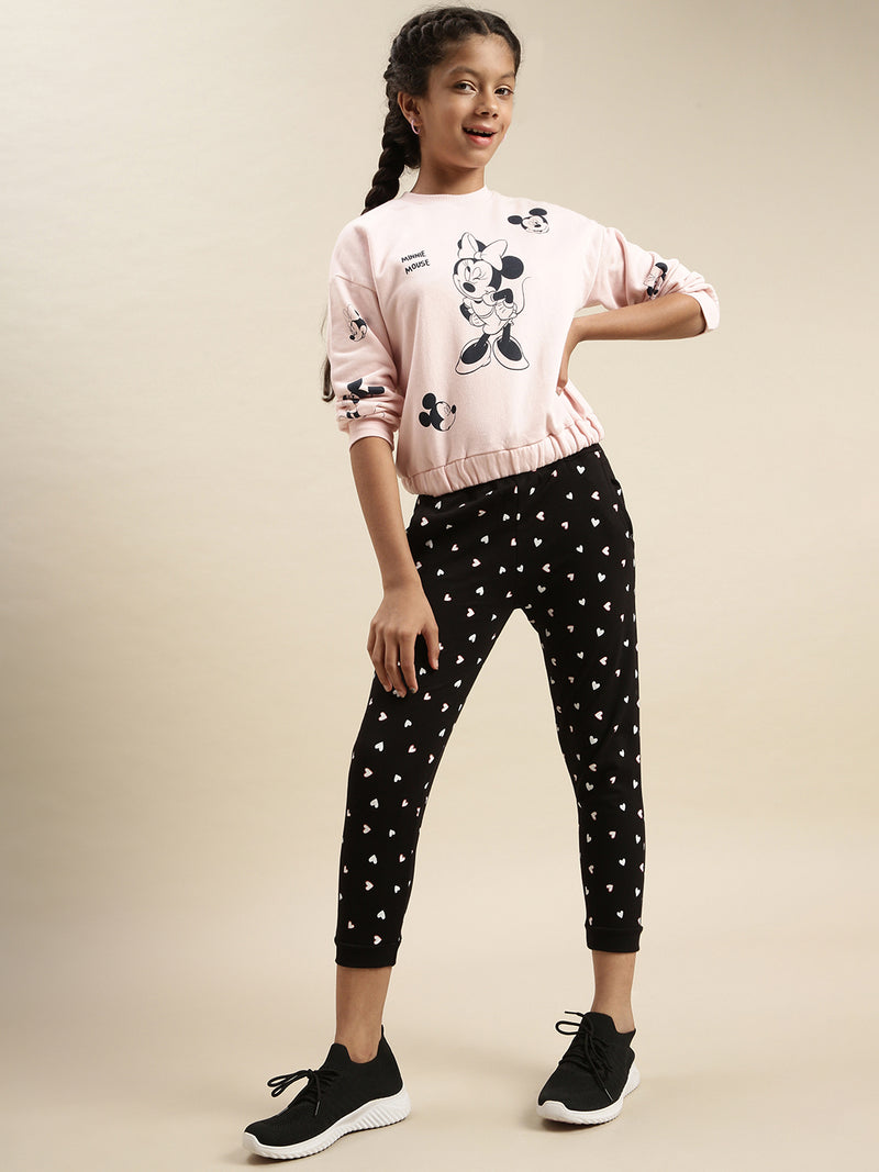 Kids - Girls Printed Jogger Black