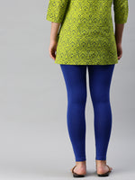 De Moza Women's Premium Ankle Length Leggings Solid Cotton Royal Blue - De Moza (6679540170815)