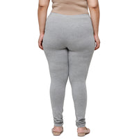 De Moza Ladies  Plus Size Churidar  Leggings Solid  Cotton Grey Melange - De Moza