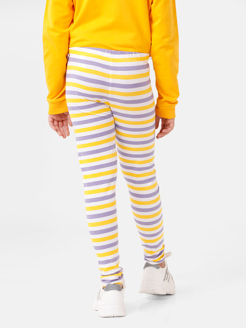 Kids – Girls Printed Ankle Leggings Yellow