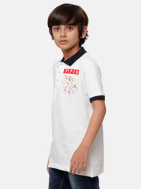 Kids - Boys Printed Half Sleeve T-Shirt Offwhite