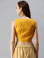 De Moza Women's Printed Blouse Mustard