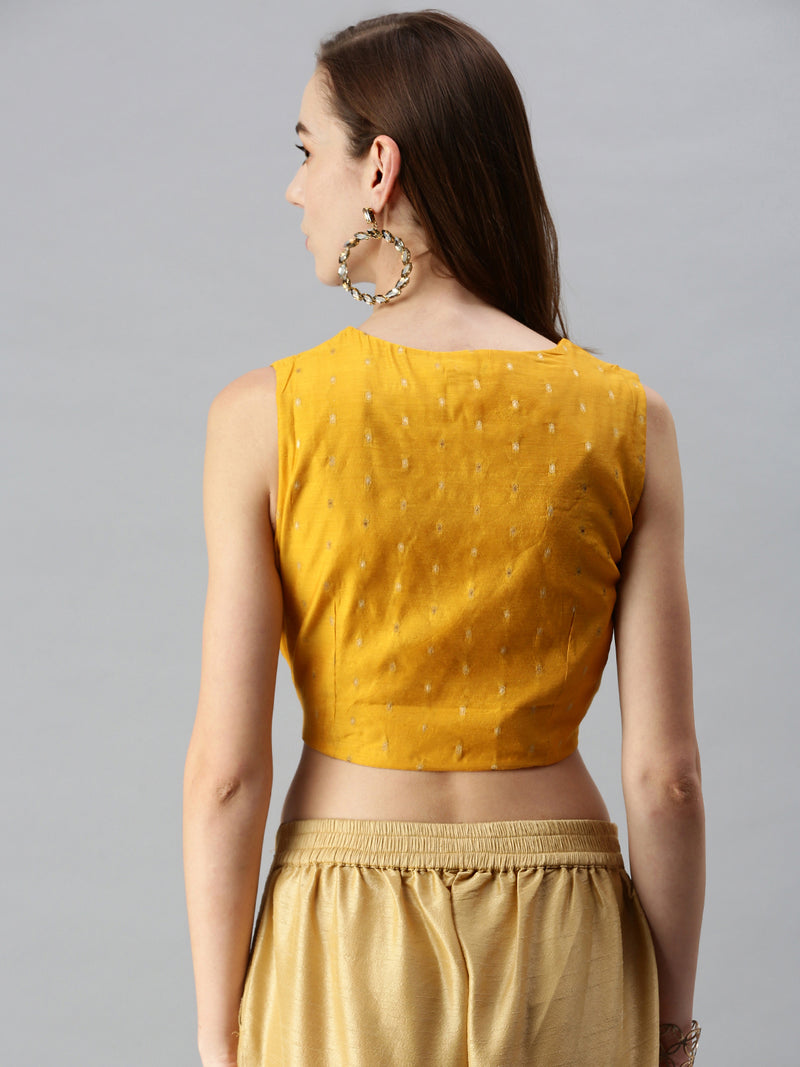 De Moza Women's Printed Blouse Mustard