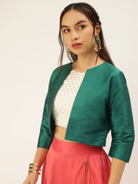 De Moza Womens Ethnic Jacket Bottle Green