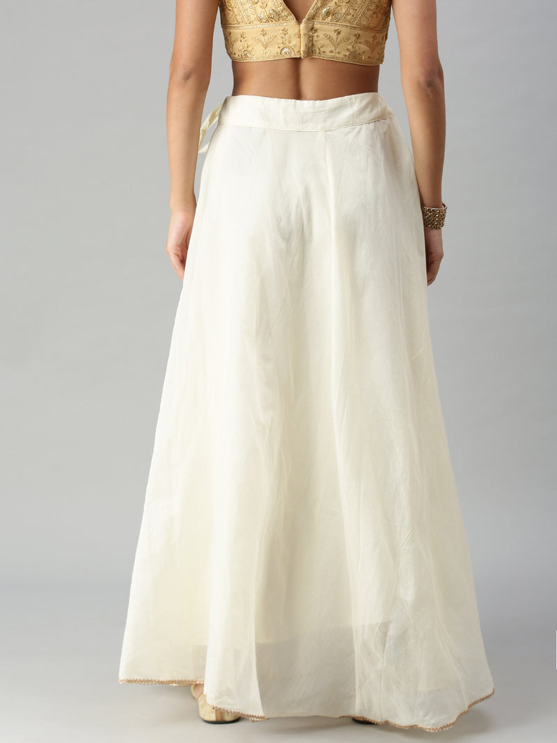 De Moza Ladies Skirt  Solid Polyester Offwhite - De Moza