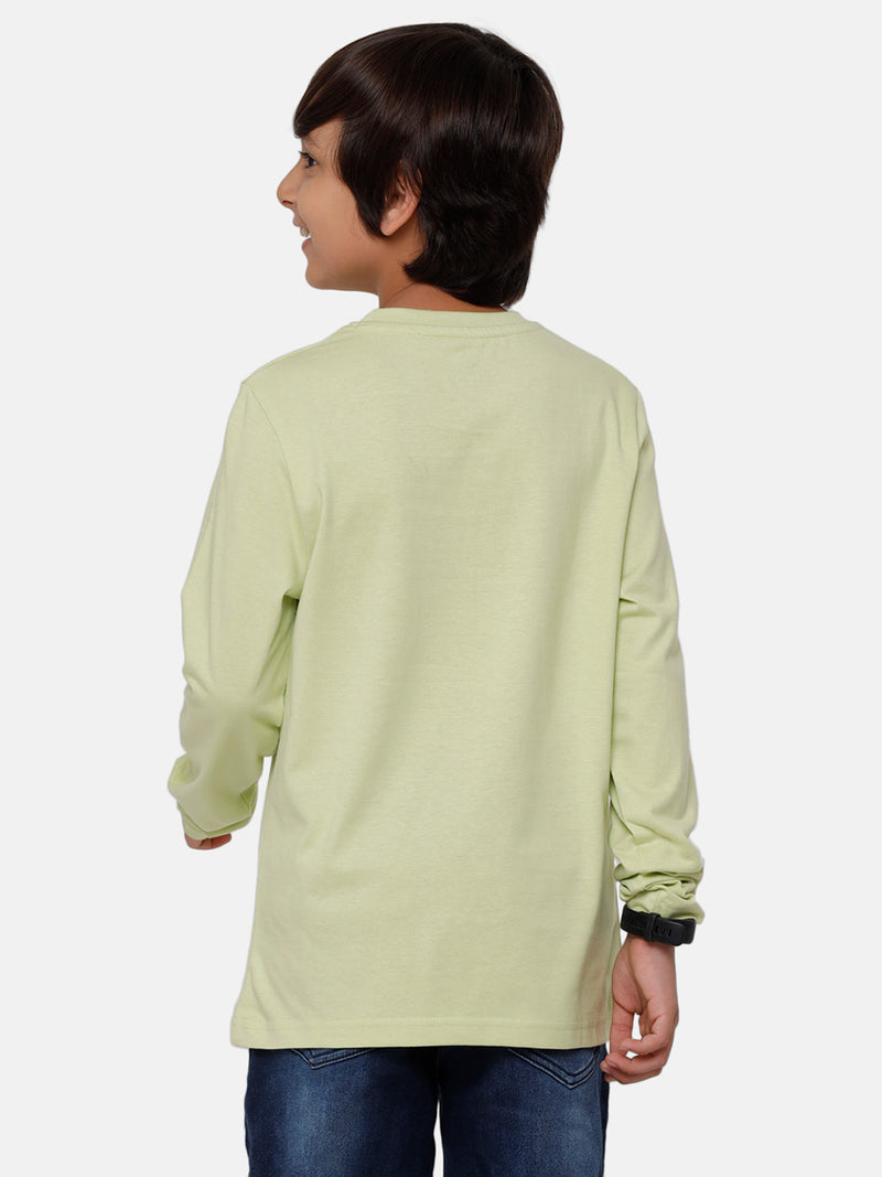 Kids - Boys Printed Full Sleeve T-Shirt Lily Green