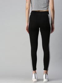 Ladies Printed Active Wear Leggings Black