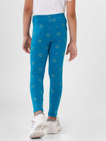 Kids – Girls Printed Ankle Leggings Dark Teal