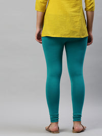 De Moza Women's Premium Ankle Length Leggings Solid Cotton Sea Green - De Moza (6679540269119)