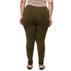 De Moza Women Plus Size Churidar Leggings Solid Cotton Olive Green