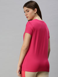 Ladies Half Sleeve Active-T-Shirt Neon Pink