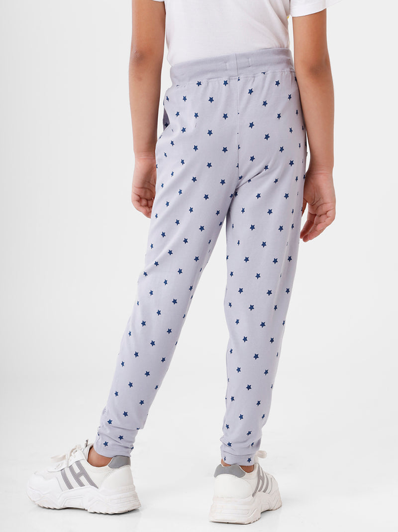 Kids – Girls Printed Straight Pant Violet Grey