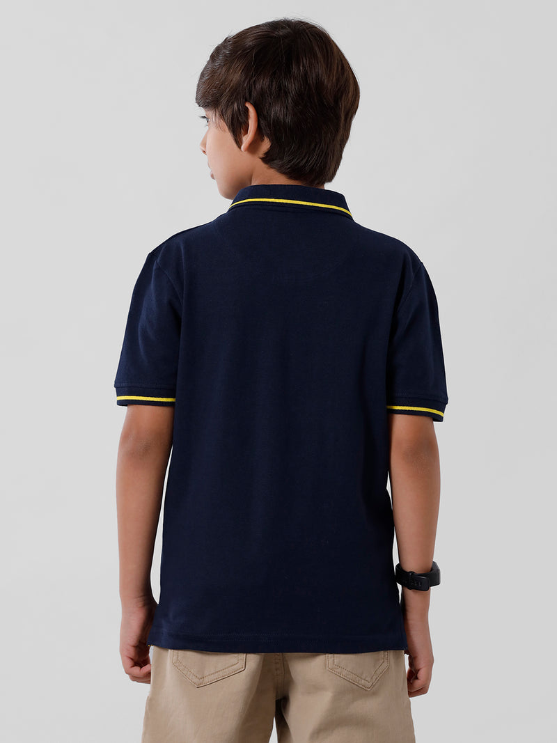 Kids - Boys Printed Half Sleeve T-Shirt Dark Navy Blue