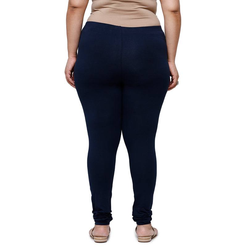 De Moza Women Plus Size Churidar Leggings Dark Navy Blue