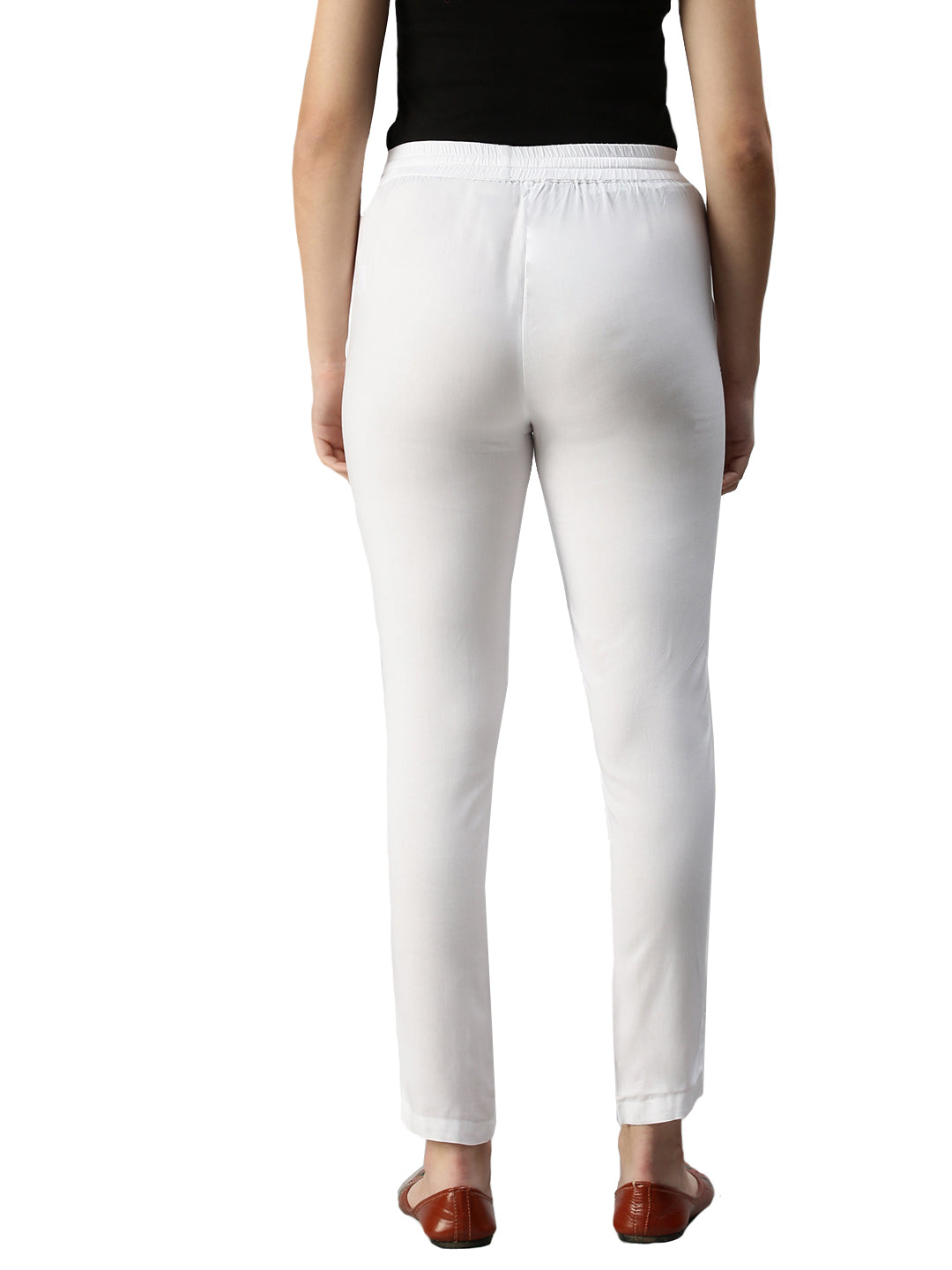 De Moza Women's Straight Pant White