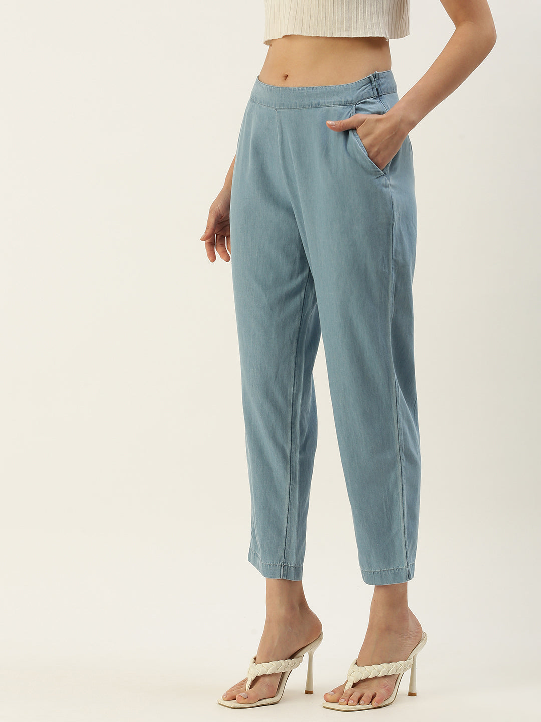 De Moza Ladies Straight Pant Light Blue