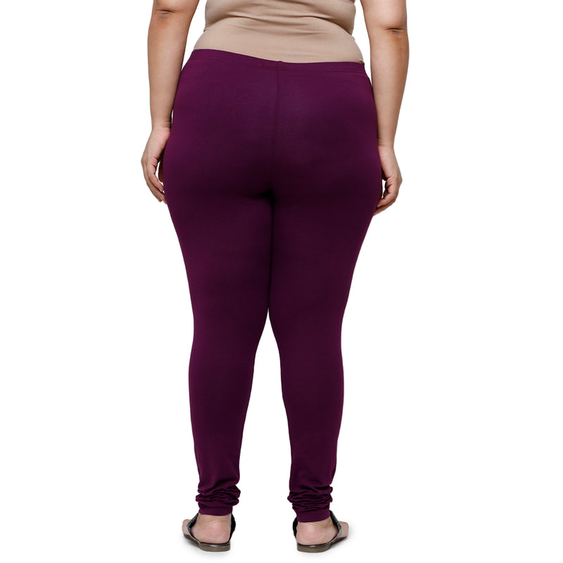 De Moza Women Plus Size Churidar Leggings Dark Purple