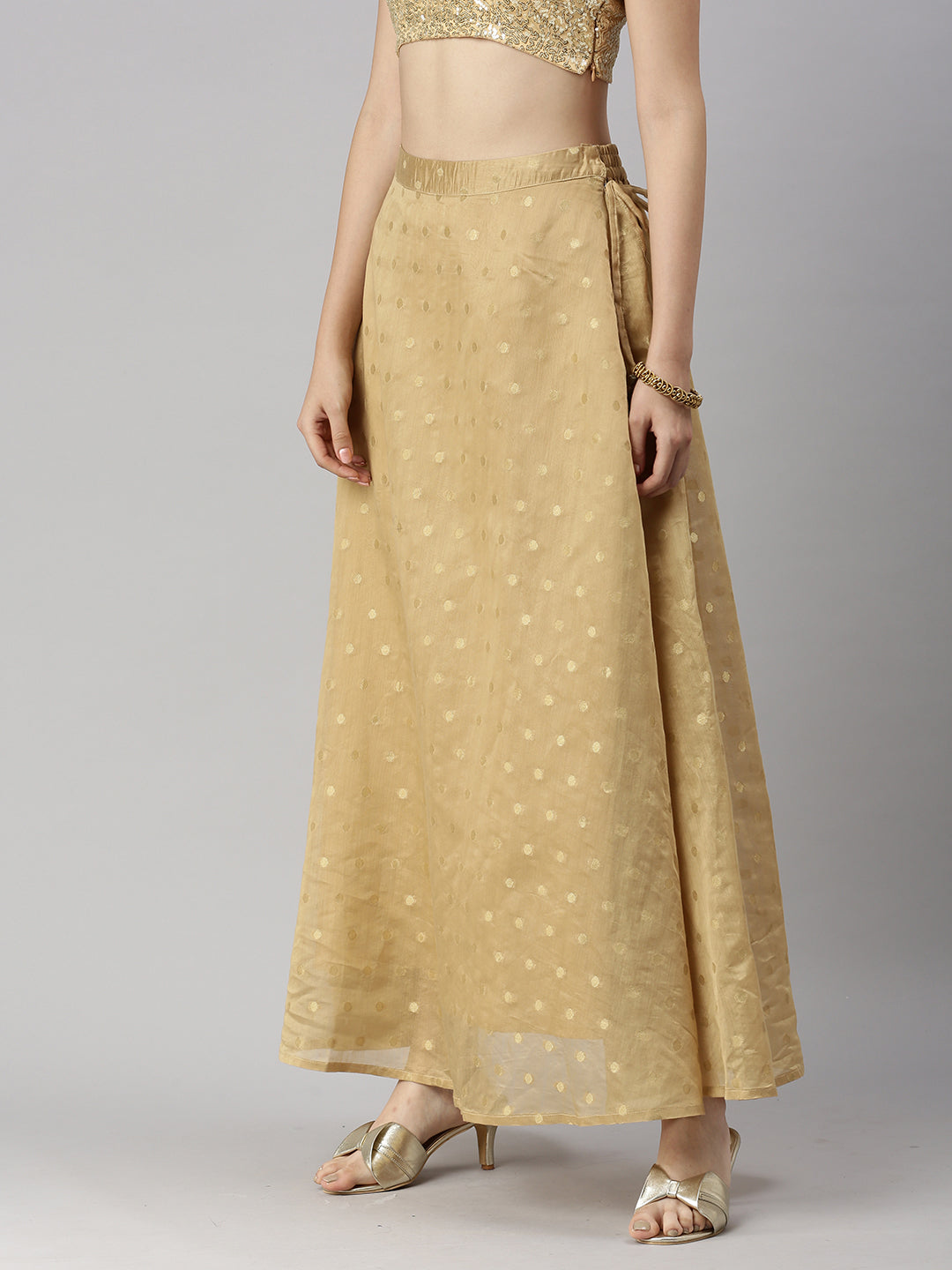 De Moza Womens Printed Skirt Gold