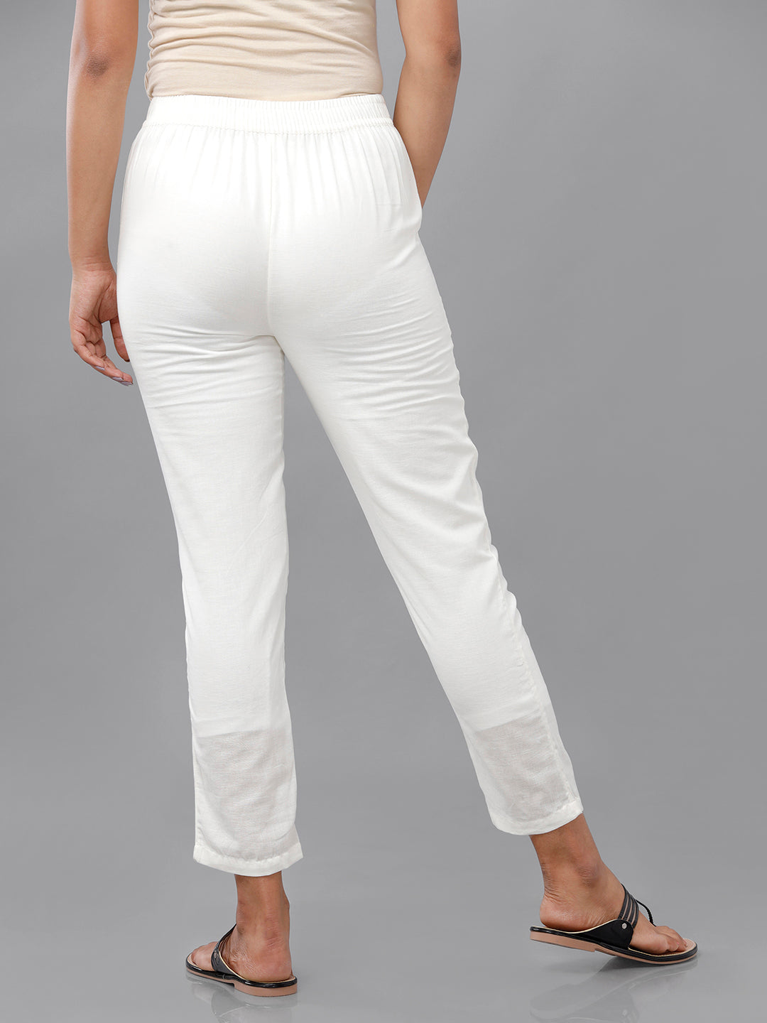 De Moza Women's Cigarette Pant Offwhite