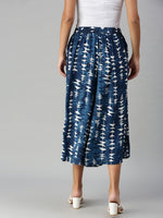 DeMoza Ladies Printed Culottes Rayon Indigo Blue - De Moza