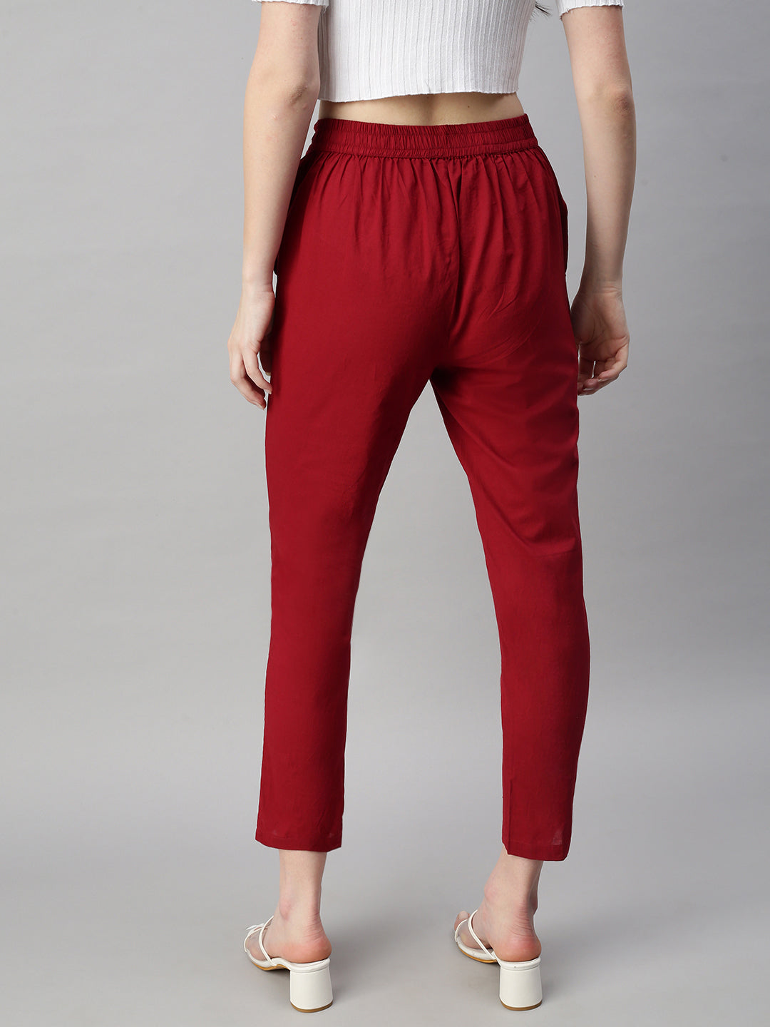 De Moza Women's Straight Pant Maroon