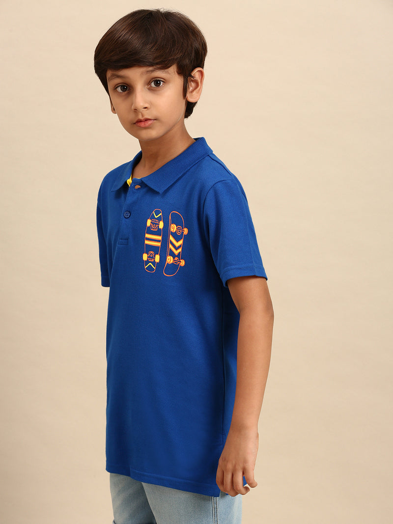 Kids - Boys Printed Half Sleeve T-Shirt Royal Blue