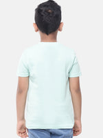 PIPIN Kids - Boys Half Sleeve - Basic crew neck Printed T-Shirt Cotton Aqua Green - De Moza (6682127269951)