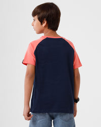 Kids - Boys Printed Half Sleeve T-Shirt Dark Navy Blue