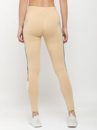 Ladies Printed Active Wear Leggings Beige