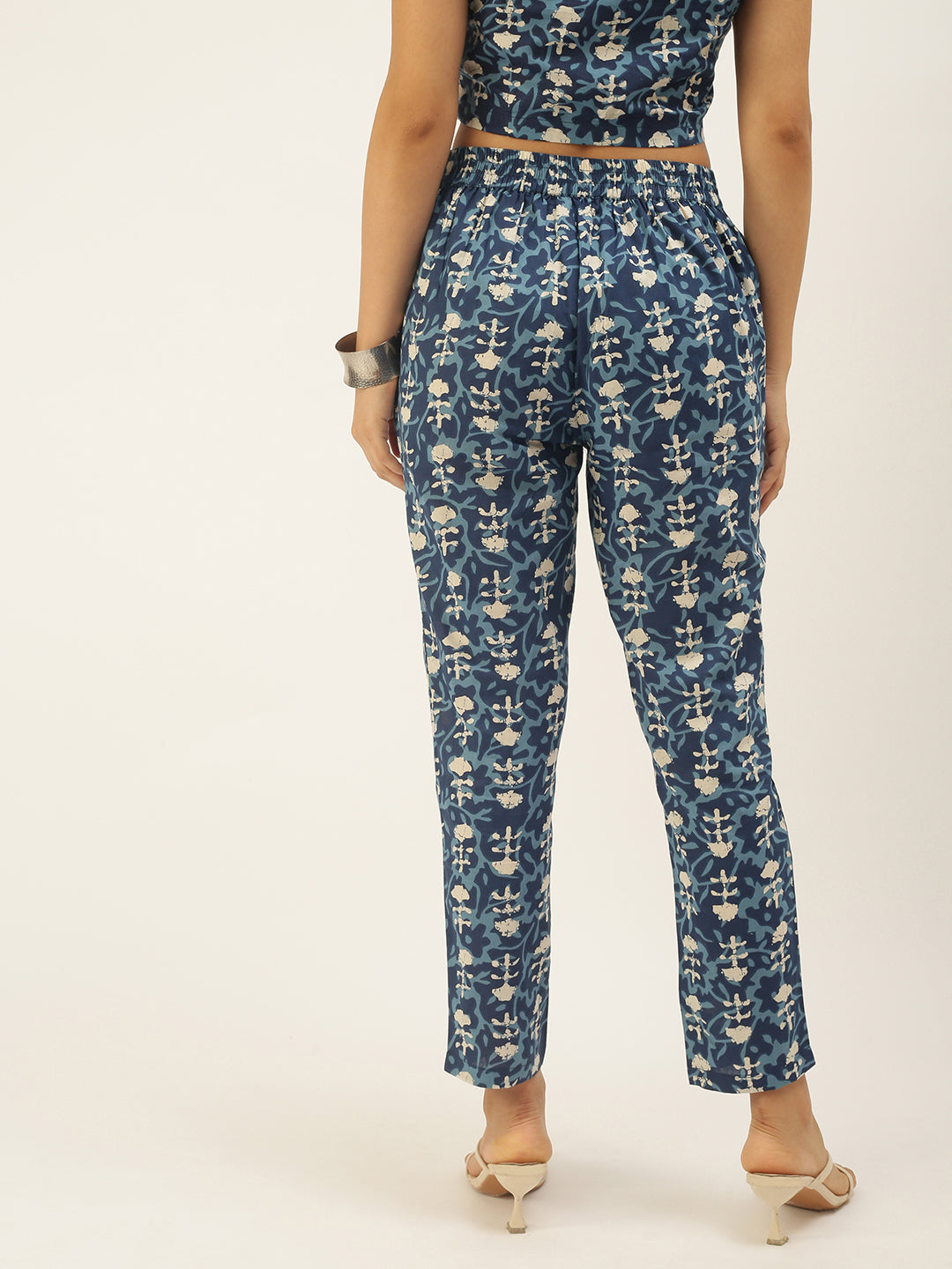 De Moza Women's Printed Cigarette Pant Indigo