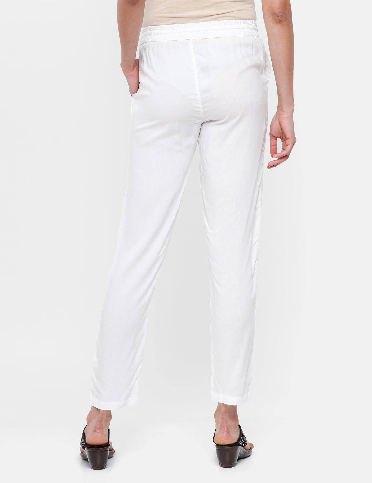 De Moza Ladies Straight Pant White