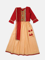 Pipin Girls Printed Lehanga Set Light Peach
