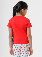 Kids - Girls Printed Top Fiery Red